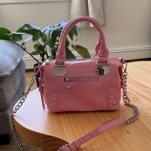 Pink Croc-Embossed Women's Handbag